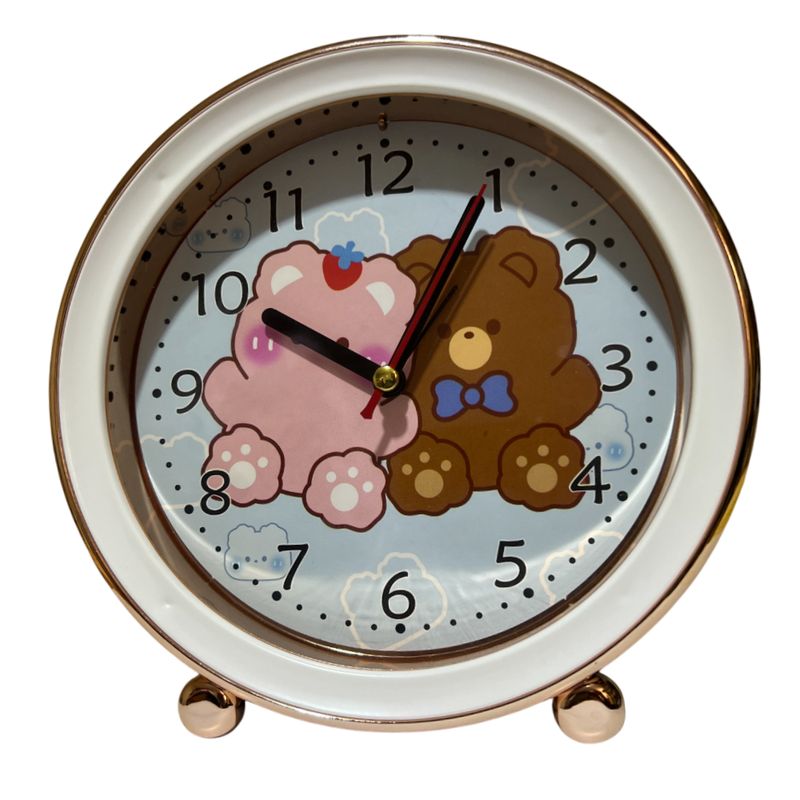 GENERICO - Reloj Blanco con dibujos y alarma de 15cm