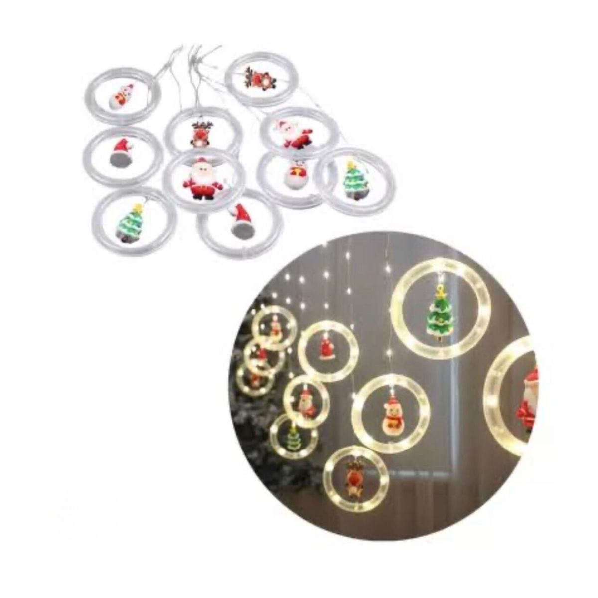 GENERICO - Luces navideñas aros led con figuras de navidad 3mts