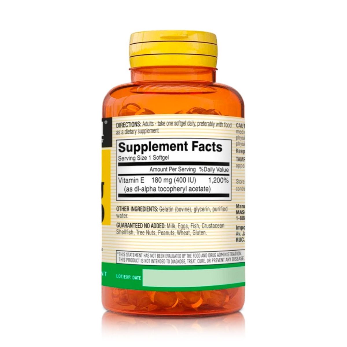 MASON NATURAL - Vitamina E - 400 IU - Cuidado de la Piel - 100 Cápsulas