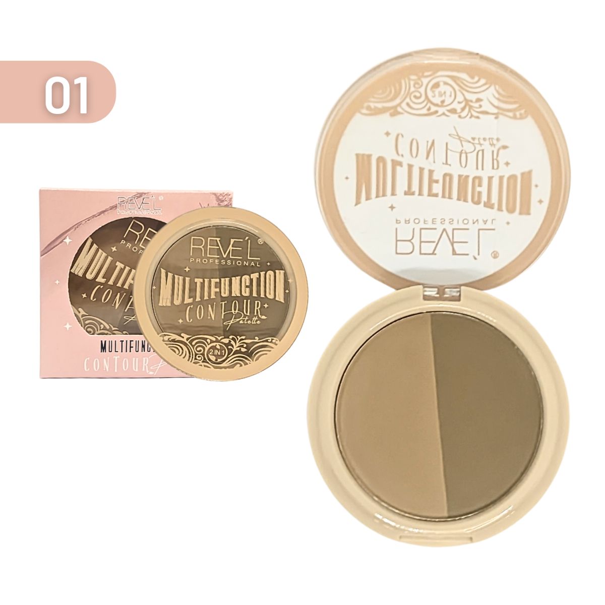 REVEL - Contorno Duo en polvo compacto Matte 4 tonos - TONO 1