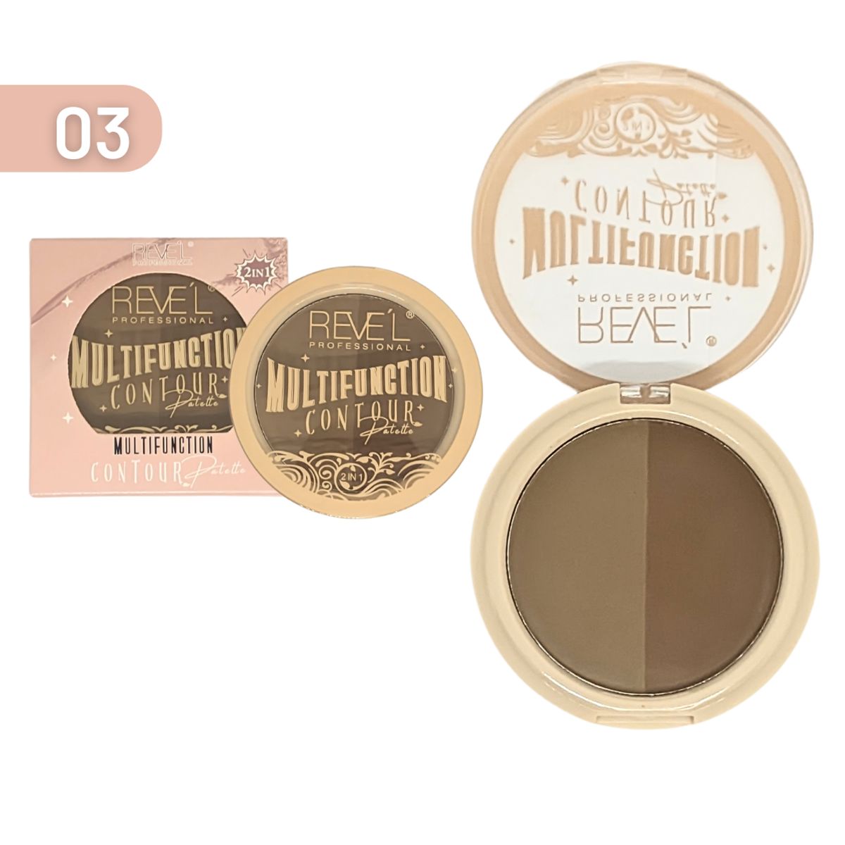 REVEL - Contorno Duo en polvo compacto Matte 4 tonos - TONO 3