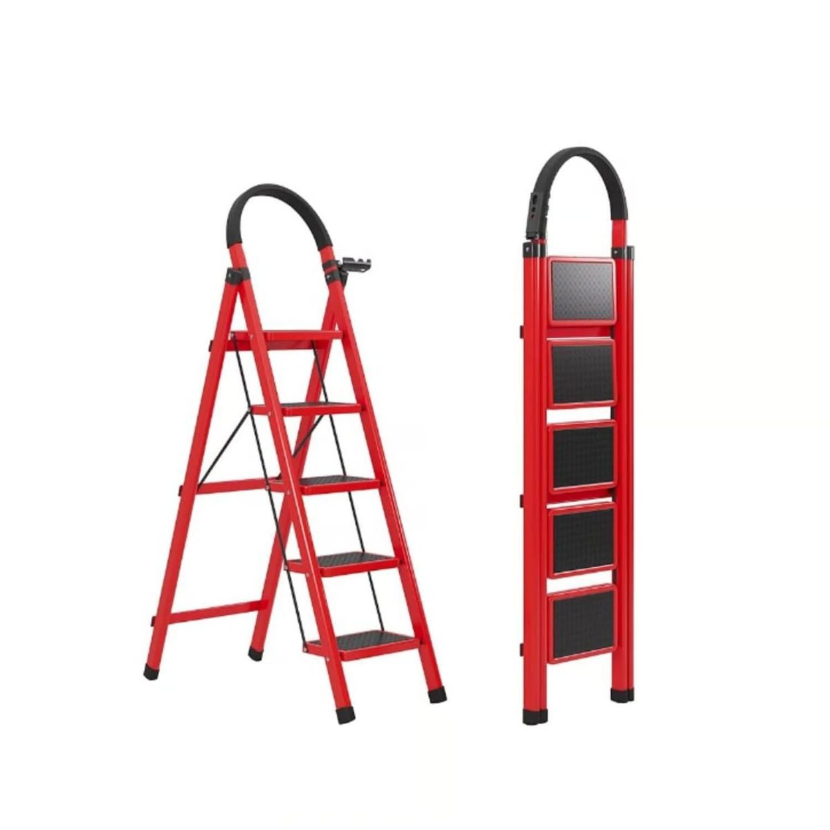 GENERICO - ESCALERA TIJERA ACERO PLEGABLE  5 PASOS MULTIFUNCIONAL