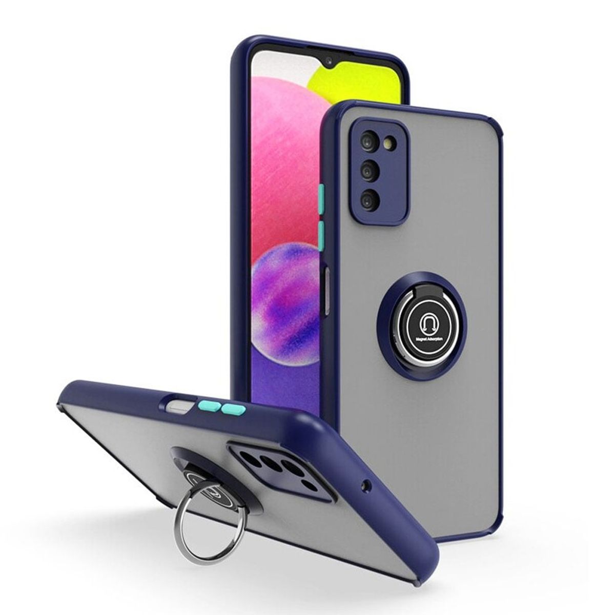 GENERICO - Funda para Samsung S20 Fe 5G Ahumado con Anillo Azul Antishock
