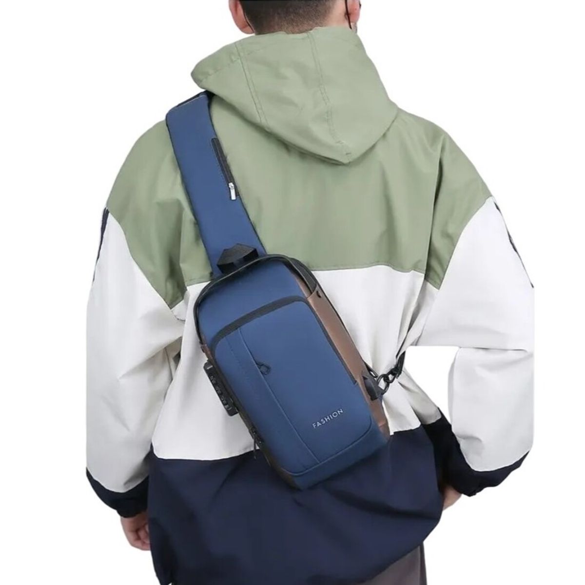 GENERICO - Bolso Morral Candado Clave Antirrobo Azul Marrón USB Mochila Genieka