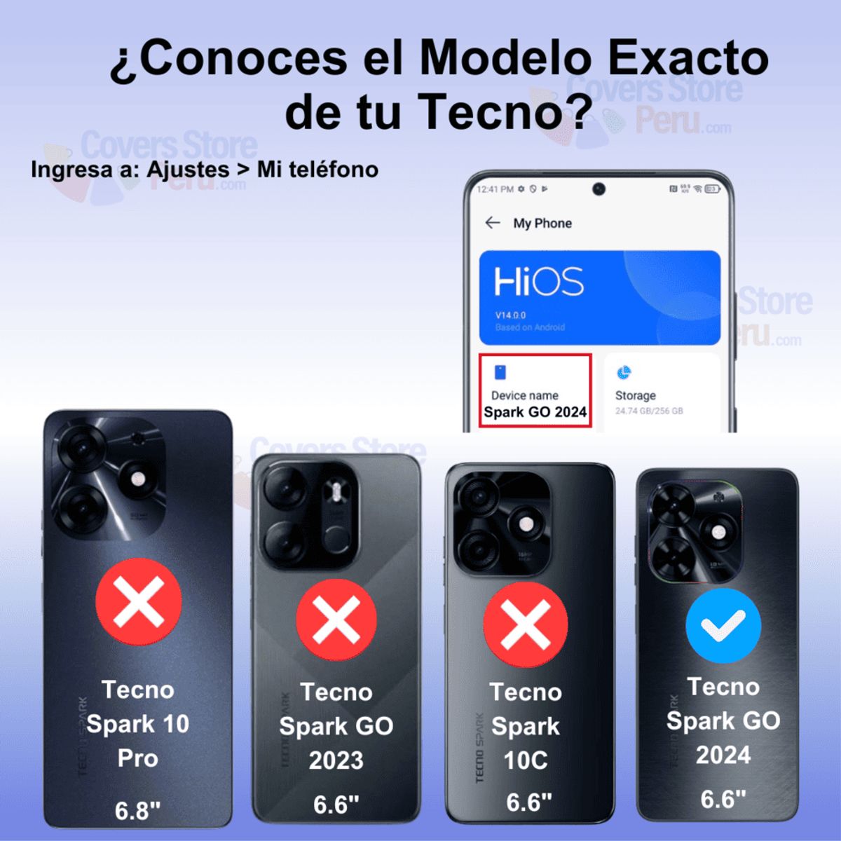 GENERICO - Funda para Tecno Spark Go 2024 Ahumado con Anillo Azul Antishock