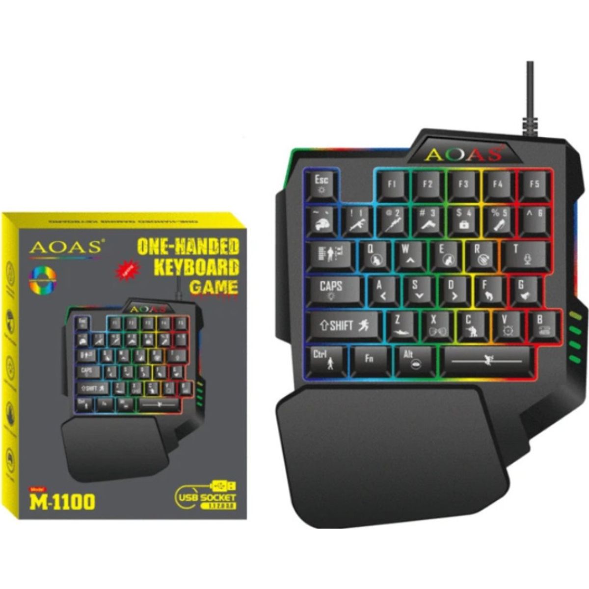 OEM - Teclado Gamer Rg Aoas 1 Mano Luces Reposador M-1100