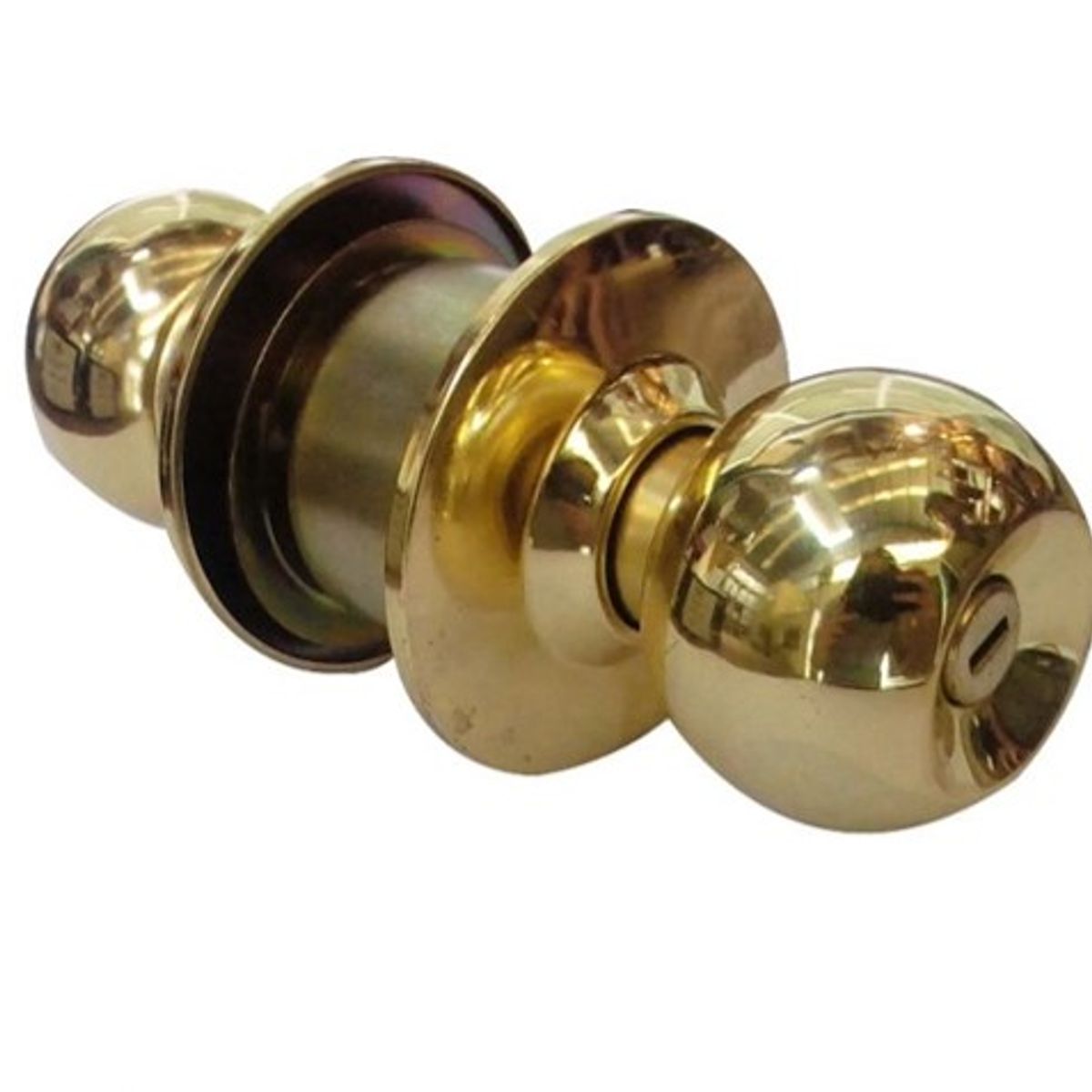 C&A - Cerradura T/Bola C/Botón Dorado p/Dormitorio  C/Llave C&A