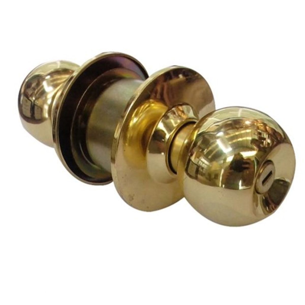 C&A - Cerradura T/Bola C/Botón Dorado p/Dormitorio  C/Llave C&A