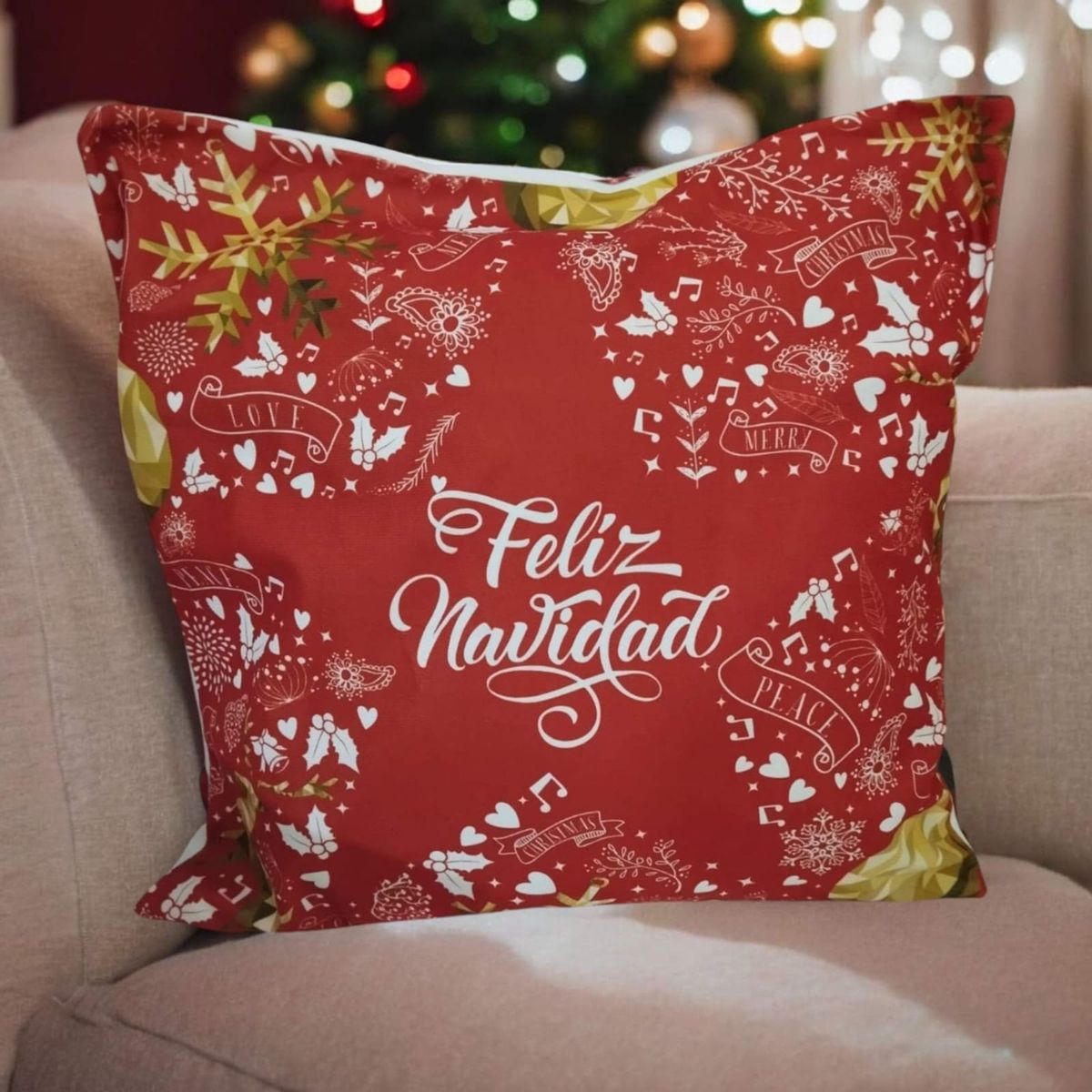 GENERICO - Funda Cojin Navideño Color Rojo