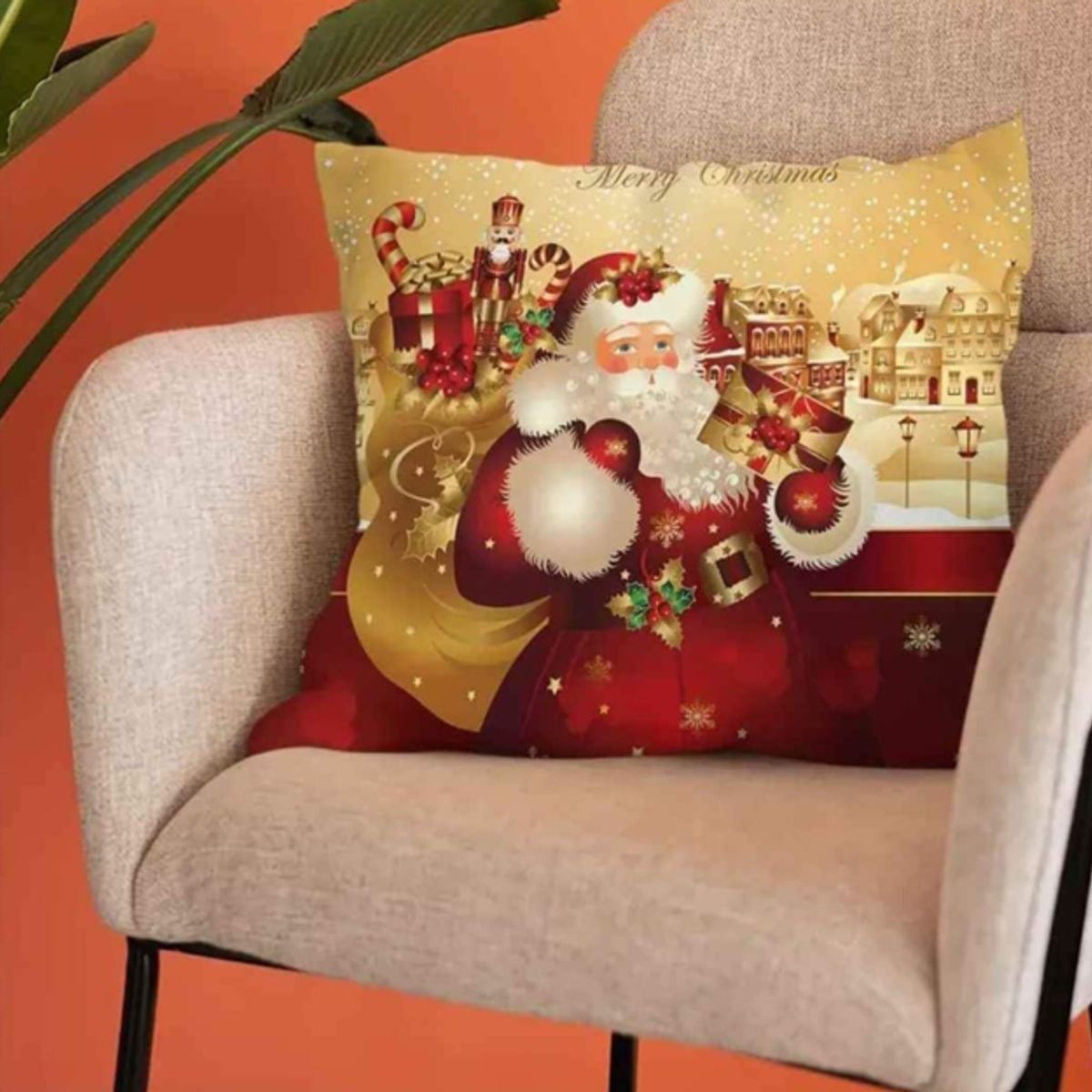 GENERICO - Funda Cojin Navideño diseño Papa Noel