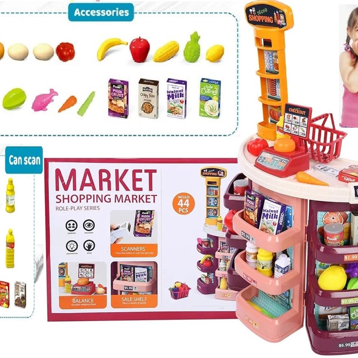 GENERICO - Juguete de Supermercado con canasta luz y sonido