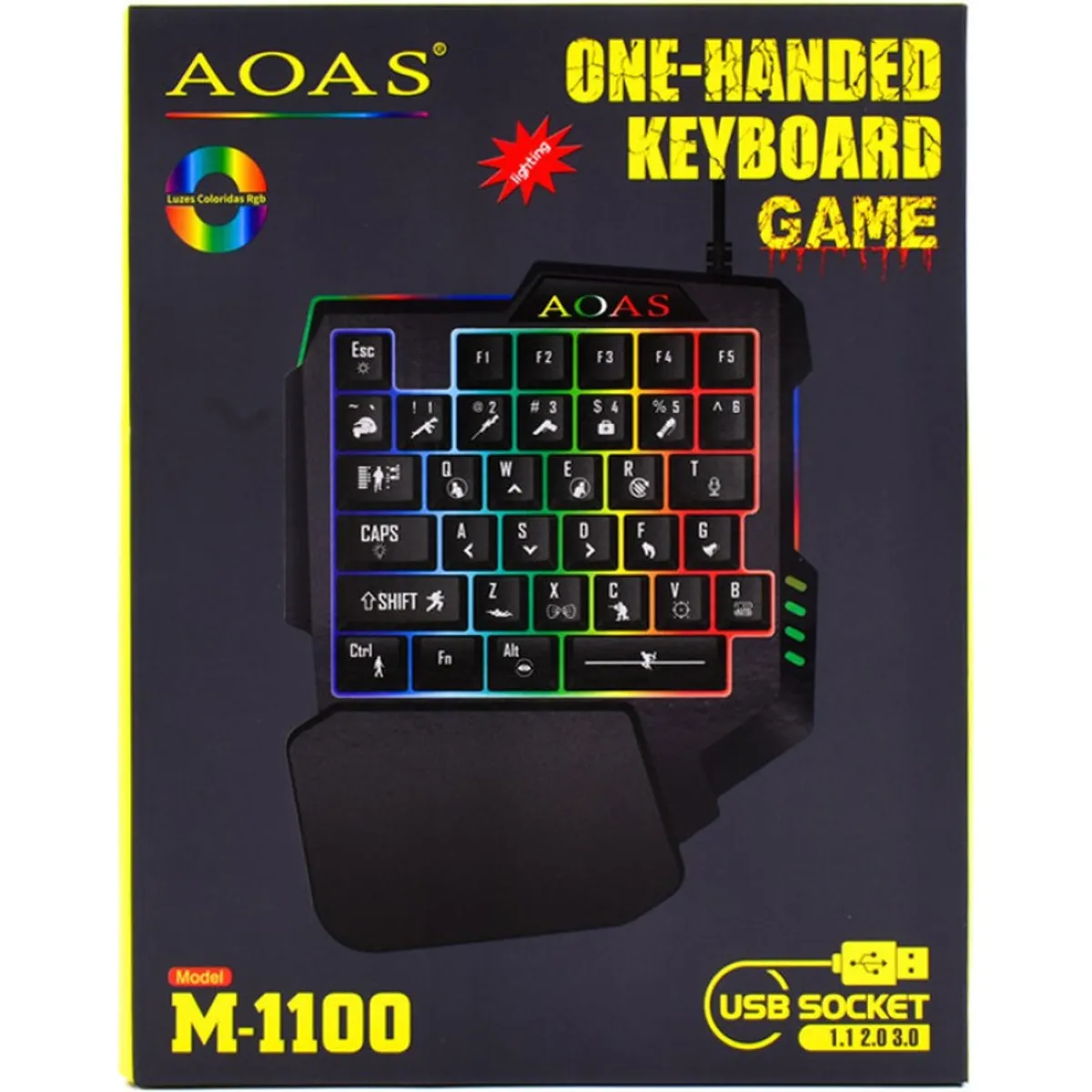 OEM - Teclado Gamer Rg Aoas 1 Mano Luces Reposador M-1100