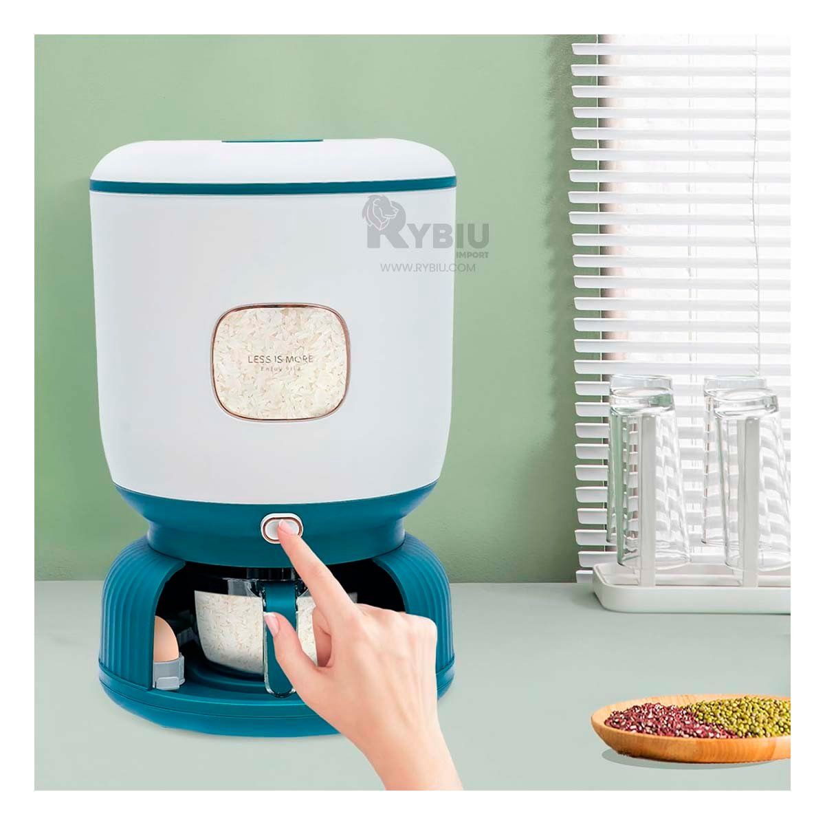 GENERICO - Dispensador de Cereal Verde y Blanco 10 kg Y+Papel de Regalo