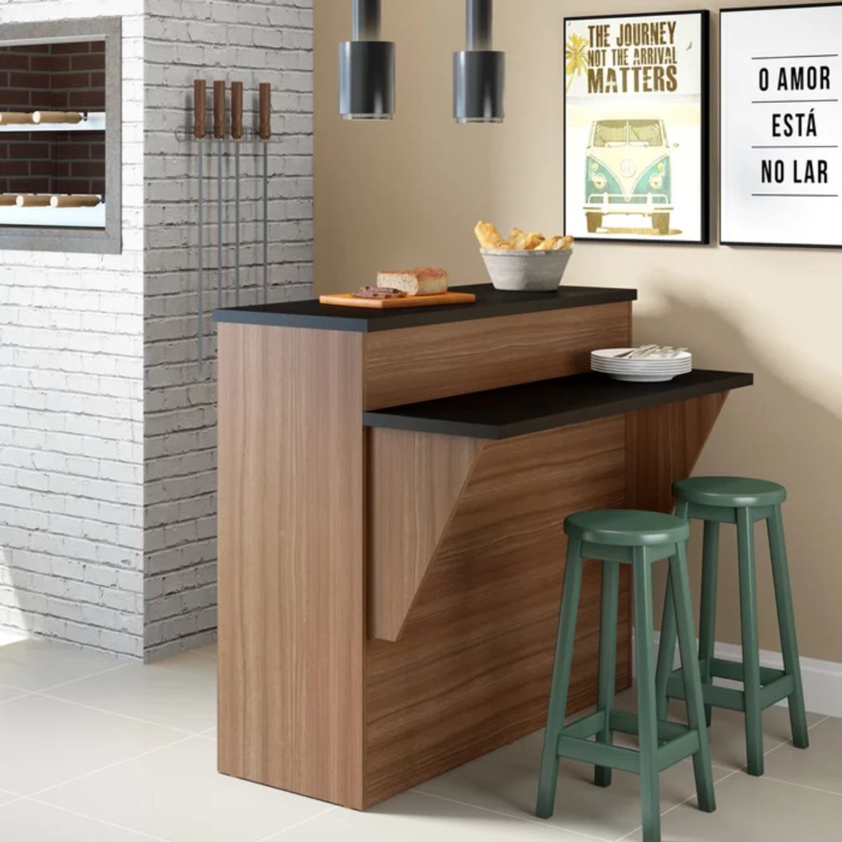 R&R MUEBLES - Mesa Desayunador Noel Marron y Negro R&R MUEBLES