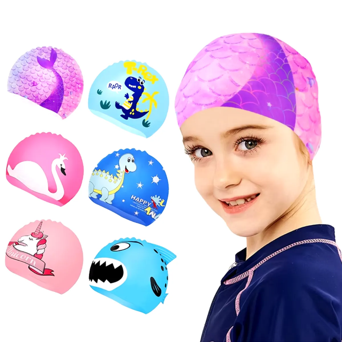 GENERICO - Pack 2 Gorro De Natación De Tela Licra Niño Con Elástico