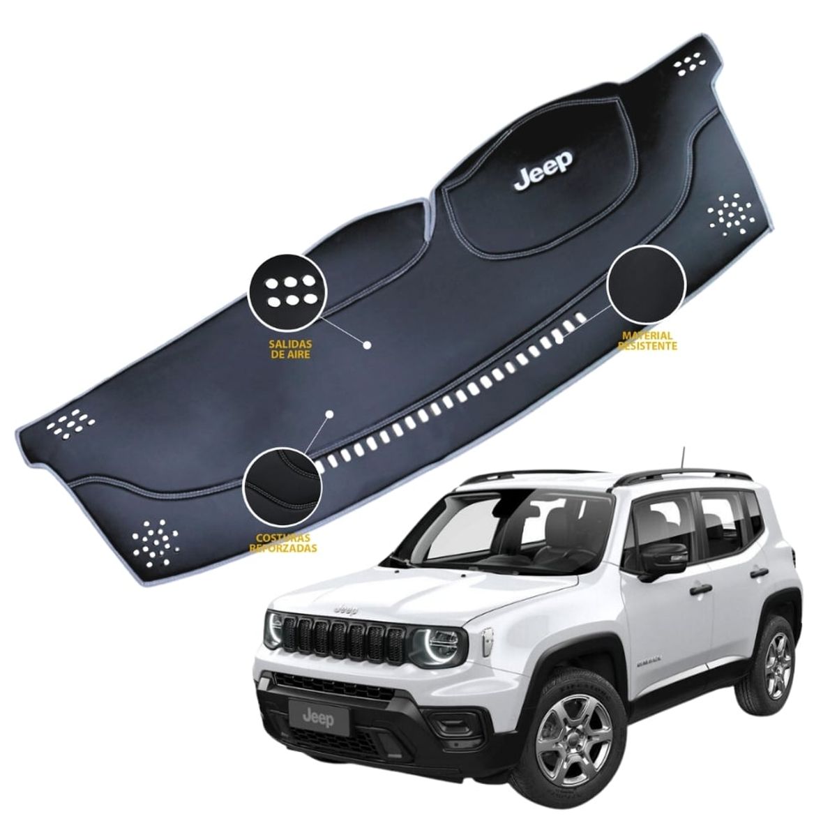 TECGO - PROTECTOR DE TABLERO TIPO JEEP RENEGADE 2023 TACTO CUERO