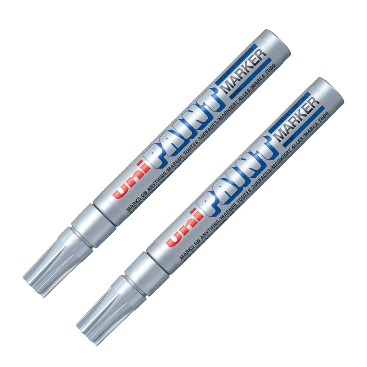 UNI BALL - UNI PX-20 Marcador de pintura permanente Plateado Pack x 2