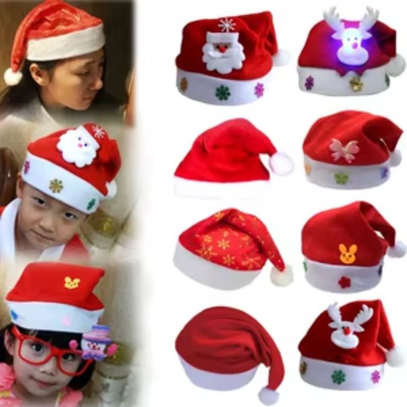 GENERICO - Pack 3 Gorro Navideño Con Luces 26x34cm