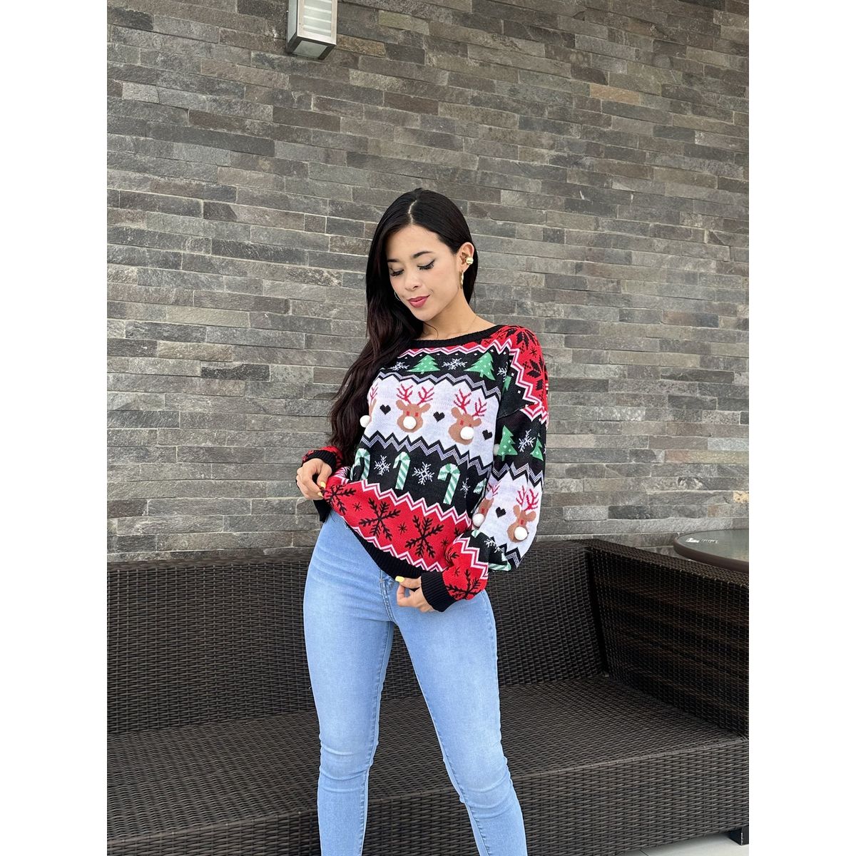 GENERICO - Chompa Mujer Reno de Navidad - Nathalie Love It - Negro