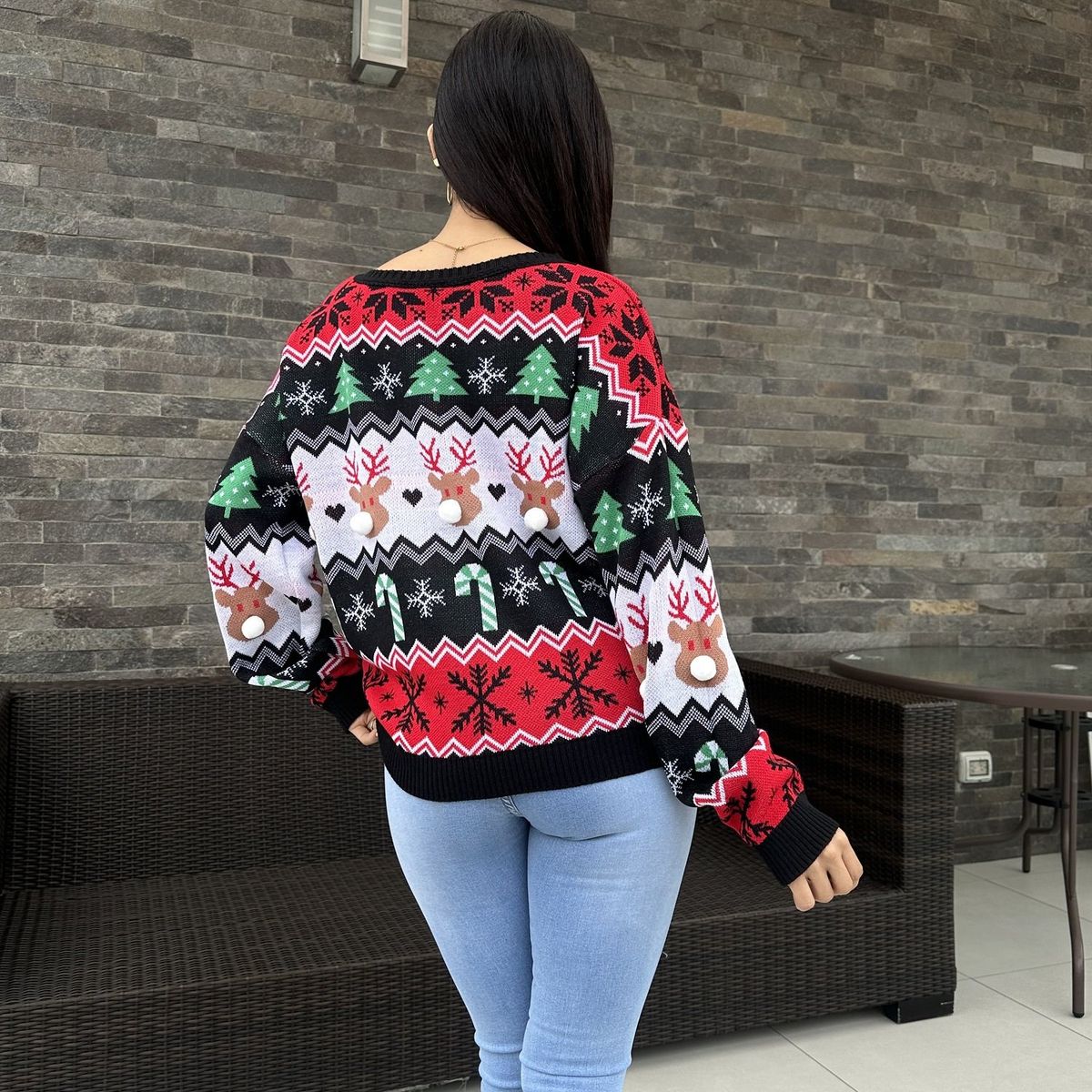 GENERICO - Chompa Mujer Reno de Navidad - Nathalie Love It - Negro