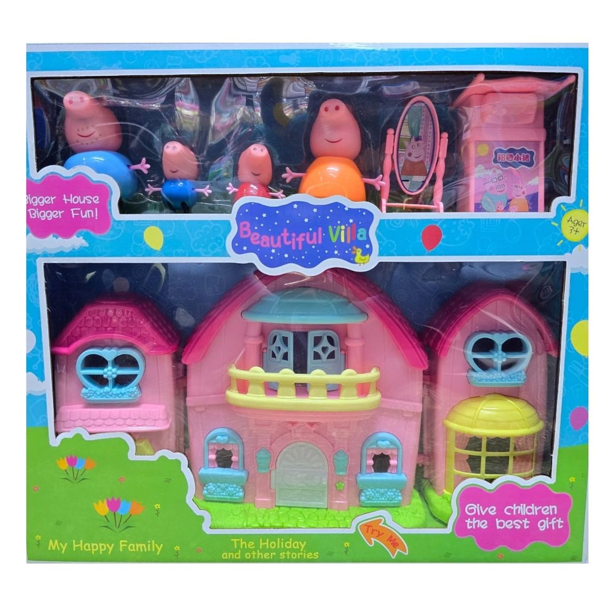 GENERICO - Set Coleccionable Familia Peppa Pig y Casa de Aventuras