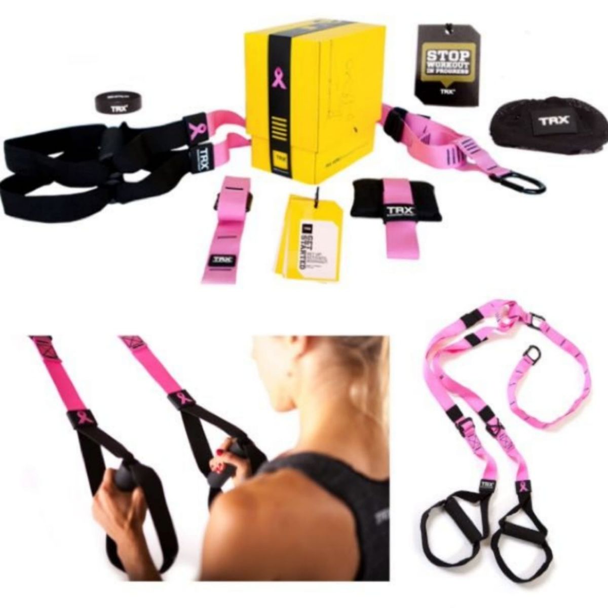 GENERICO - Profesional TRX Bandas de Suspension Funcional ROSADO