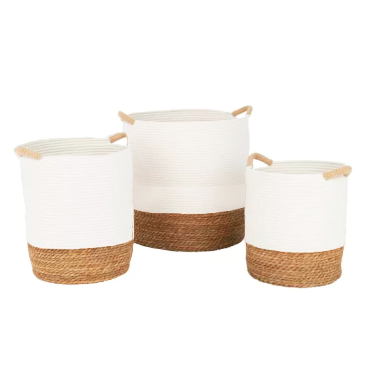 INSPIRA - Juego de 3 Cestas para Almacenamiento de Cuerda Tejida con Asa