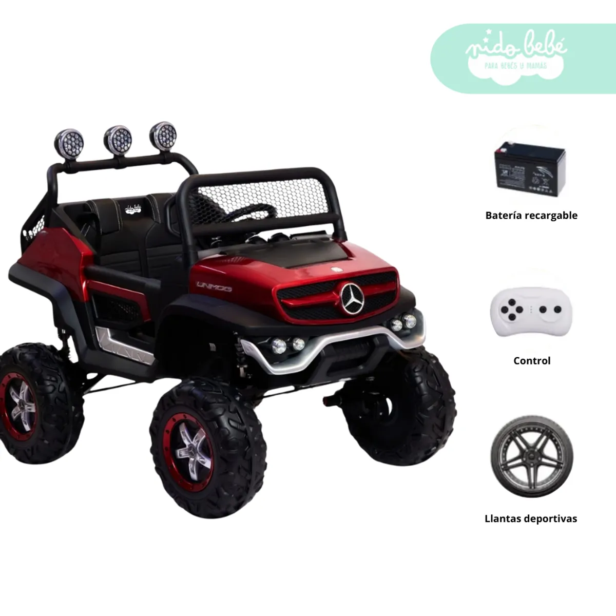 GENERICO - Carro a Batería 4x4 Mercedes Ranger Rojo