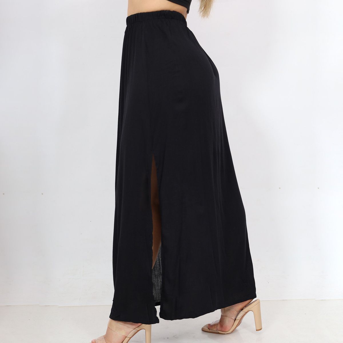 GENERICO - Falda larga casual lino mujer