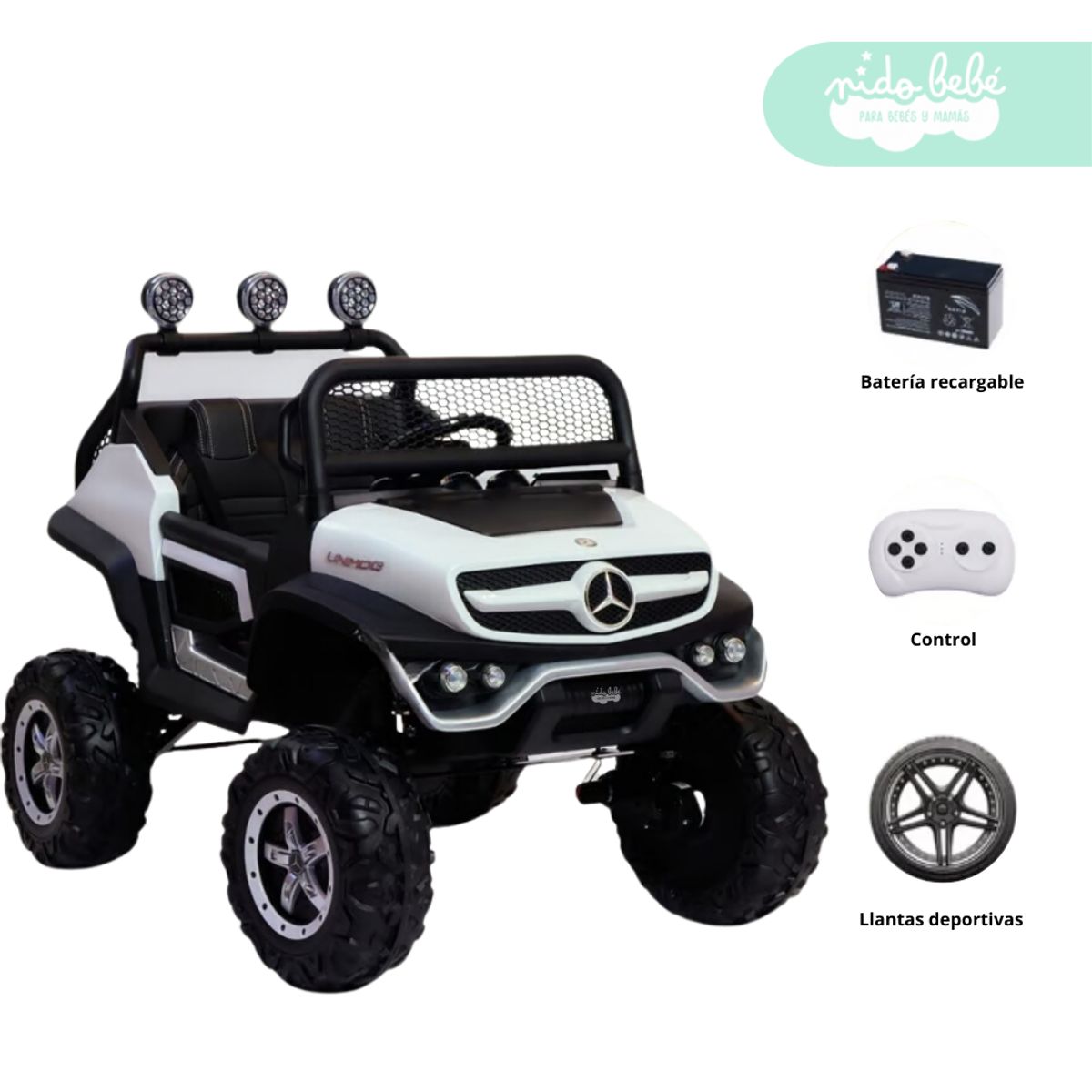 GENERICO - Carro a Batería 4x4 Mercedes Ranger Blanco