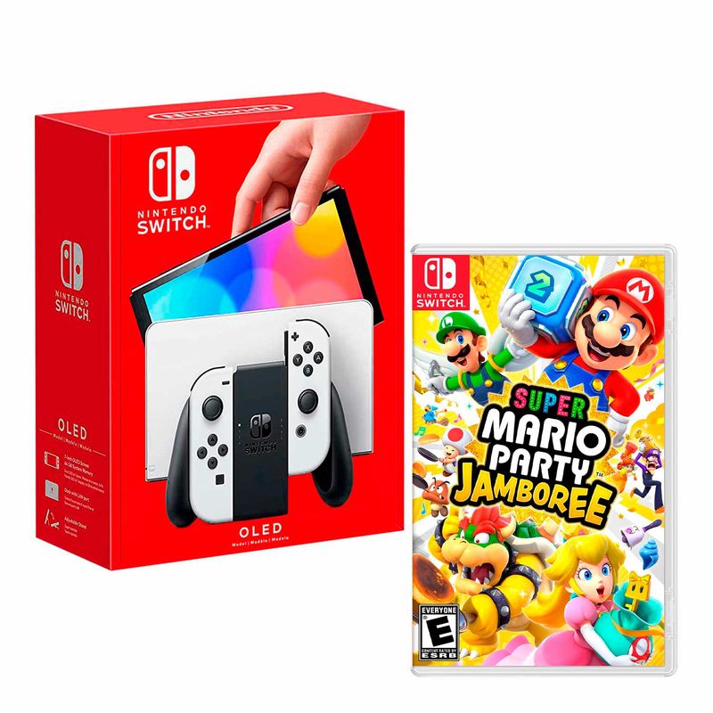 NINTENDO - Consola Nintendo Switch Modelo Oled Blanco + Mario Party Jamboree