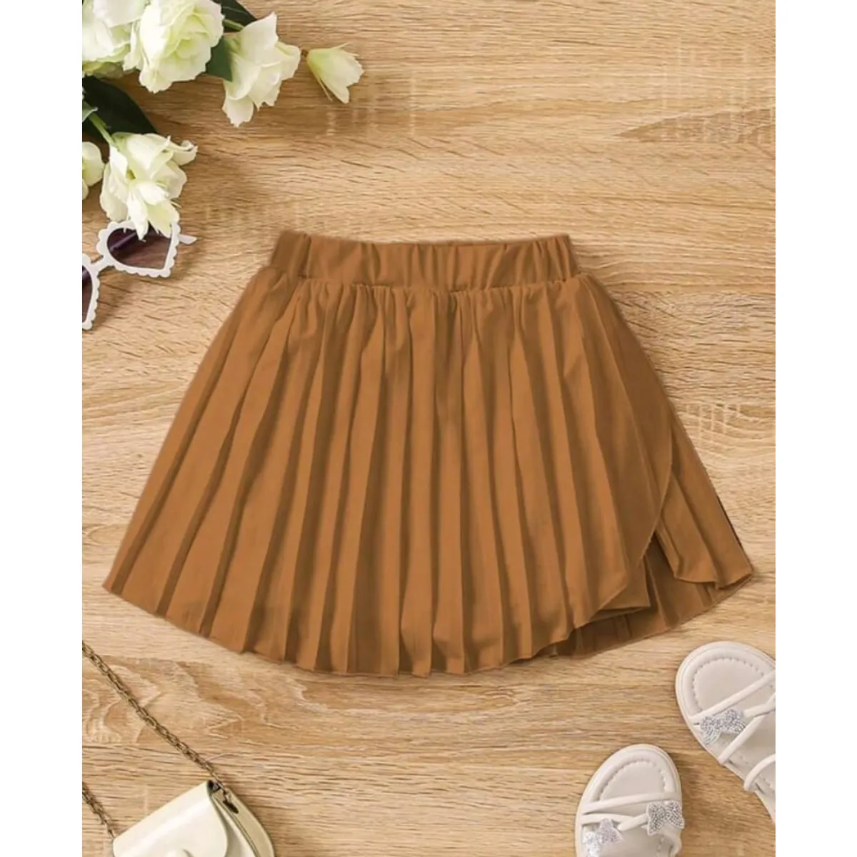 GENERICO - Falda pantalón plisada de cintura elástica