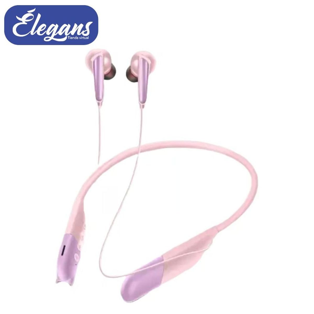 SEISA - Audífono bluetooth con linterna color rosado AKZ-R11 Élegans