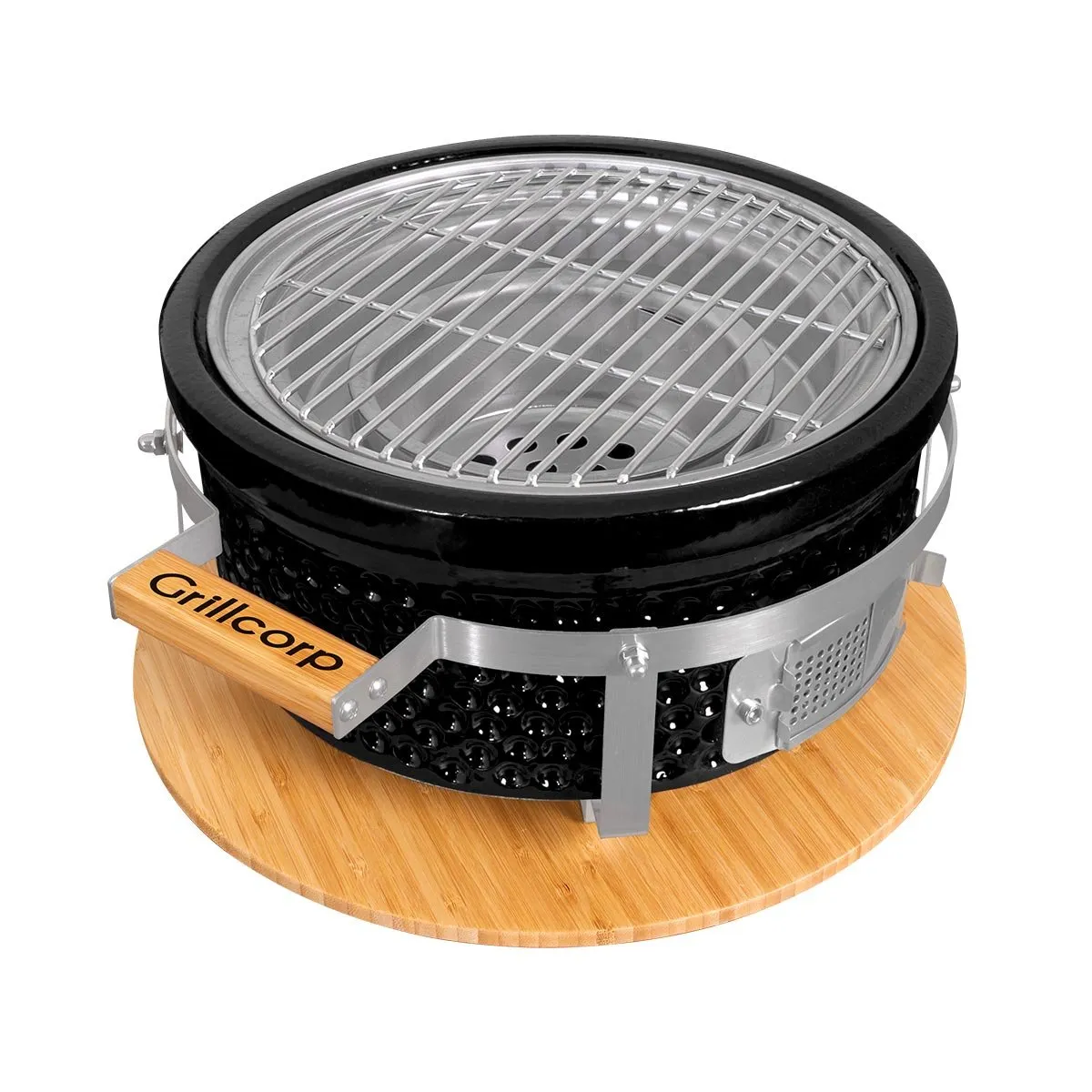 GRILLCORP - Parrilla Circular cerámica de mesa Hibachi Negro