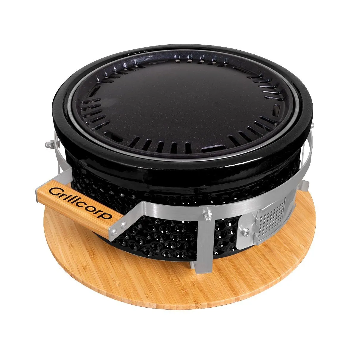 GRILLCORP - Parrilla Circular cerámica de mesa Hibachi Negro