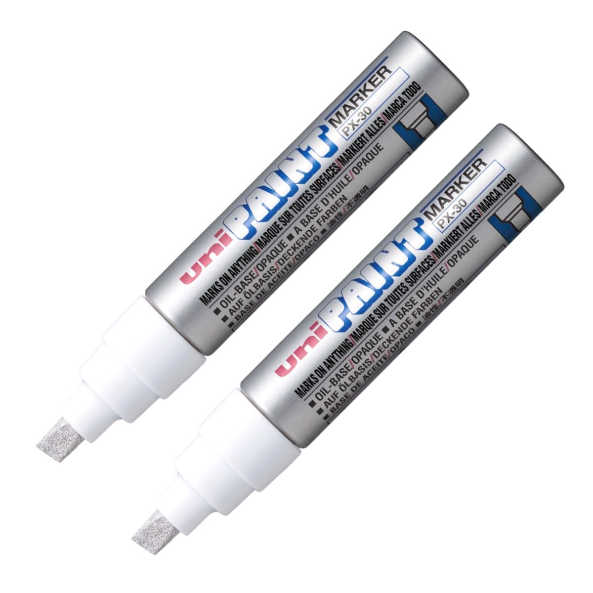 UNI BALL - UNI PX-30 Marcador de pintura permanente Plateado Pack x 2