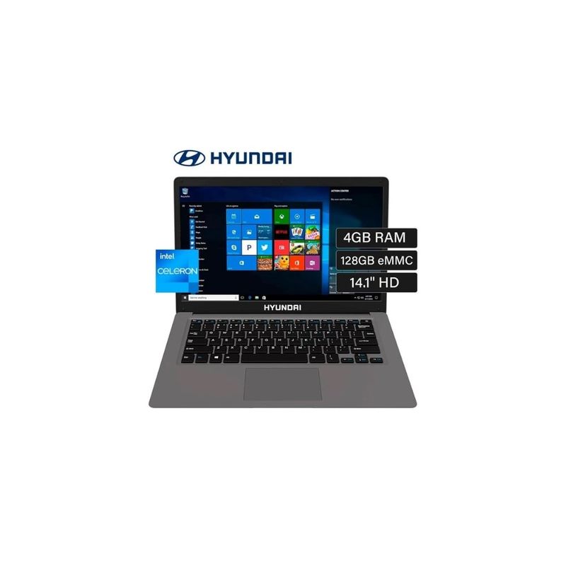 HYUNDAI - Laptop Hyundai 14.1" Intel Celeron N4020 RAM 4GB Almacenamiento 128GB Con Windows 11 Home Hybook