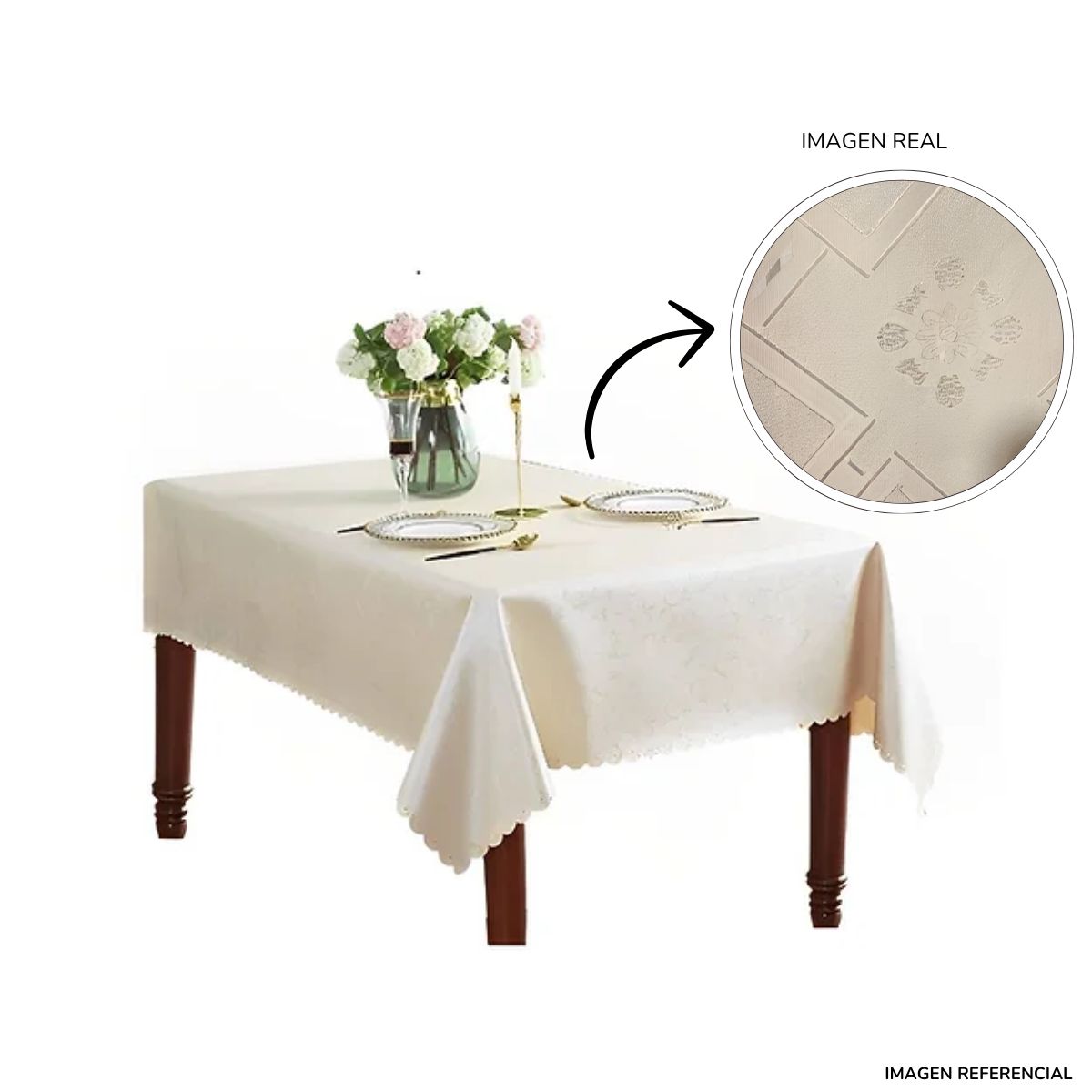 INSPIRA MARKET - Mantel de Mesa Blondas Rectangular 150cm x 250cm