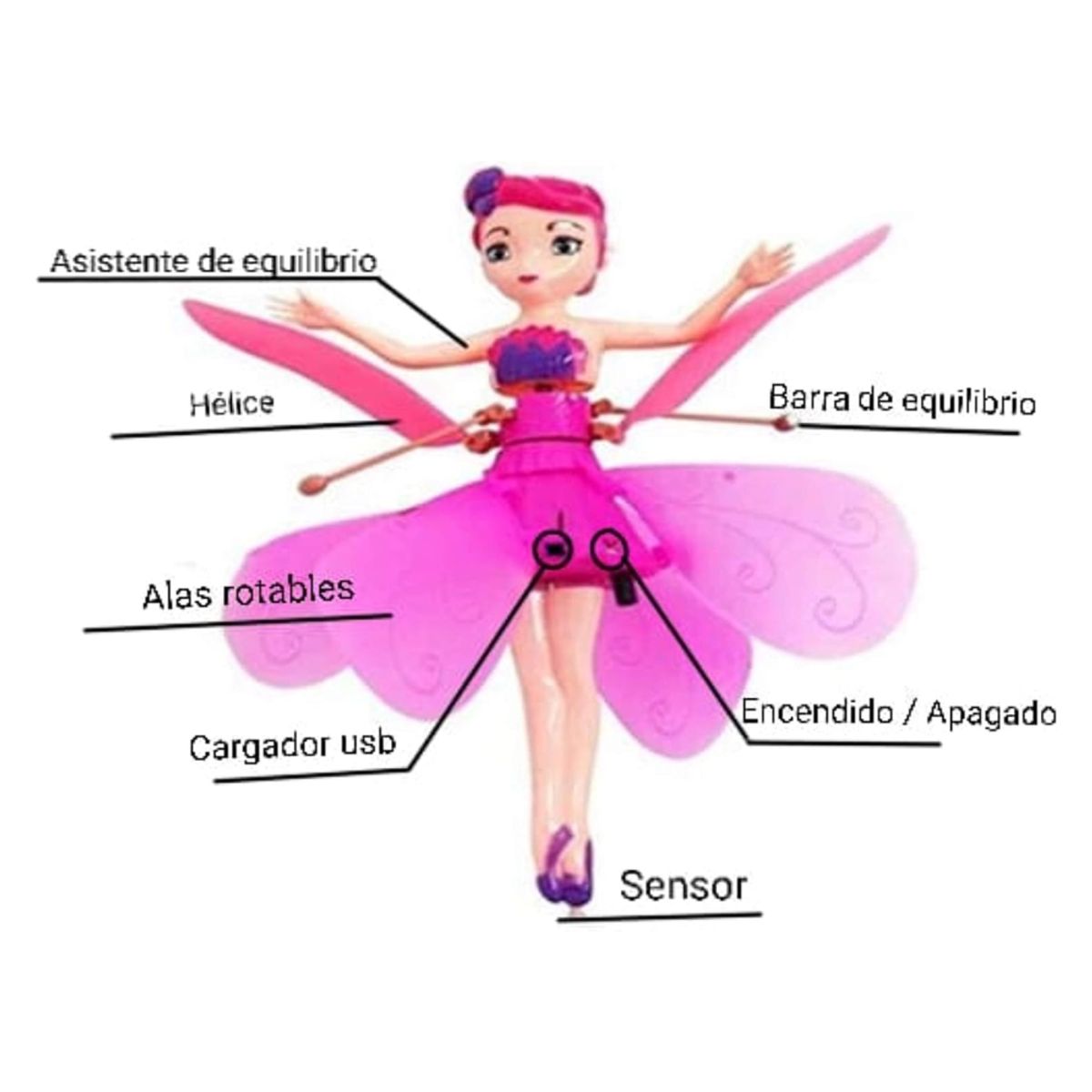 GENERICO - Juguete volador con luces Hada voladora