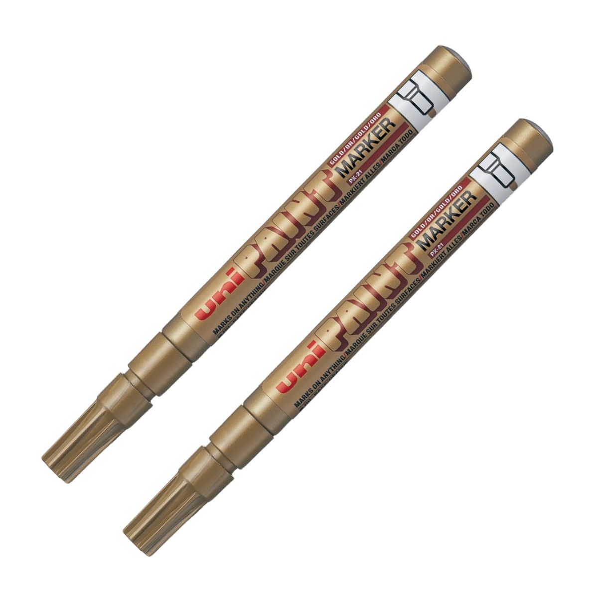 UNI BALL - UNI PX-21 Marcador de pintura permanente Dorado Pack x 2