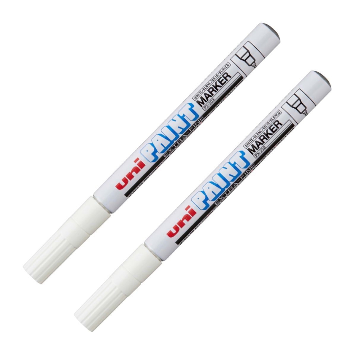 UNI BALL - UNI PX-203 Marcador de pintura permanente Blanco Pack x 2