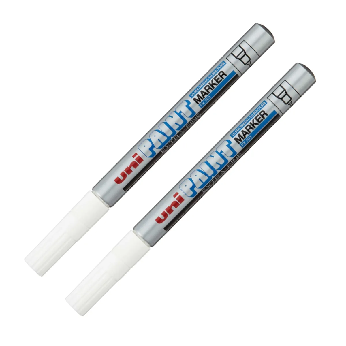 UNI BALL - UNI PX-203 Marcador de pintura permanente Plateado Pack x 2