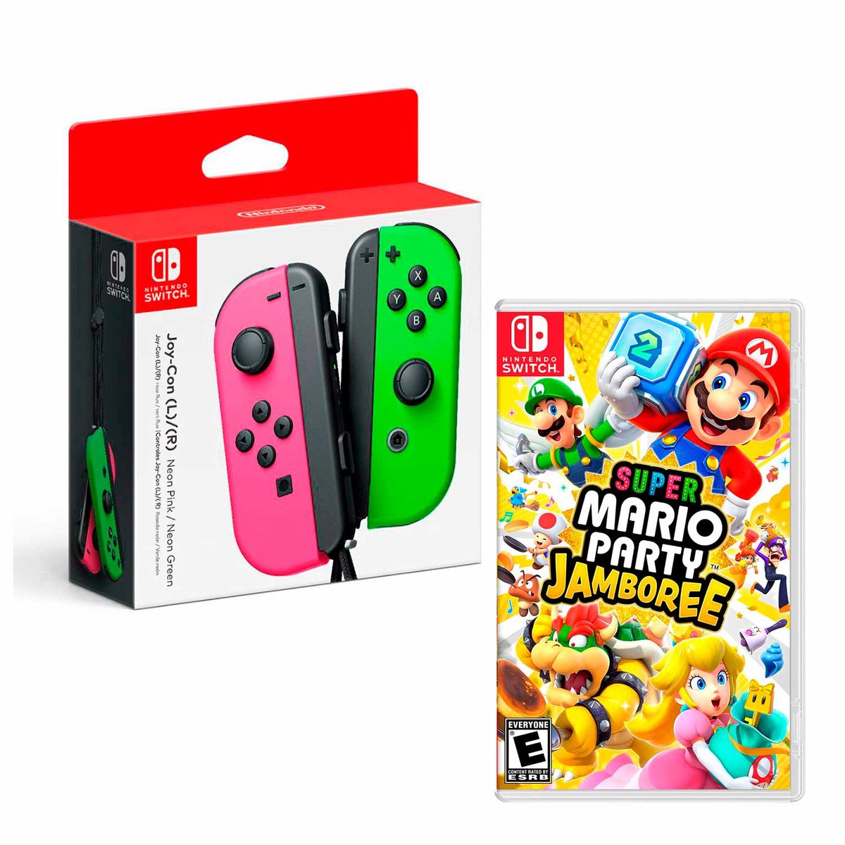 NINTENDO - Controles Joy-Con Pink Green + Mario Party Jamboree