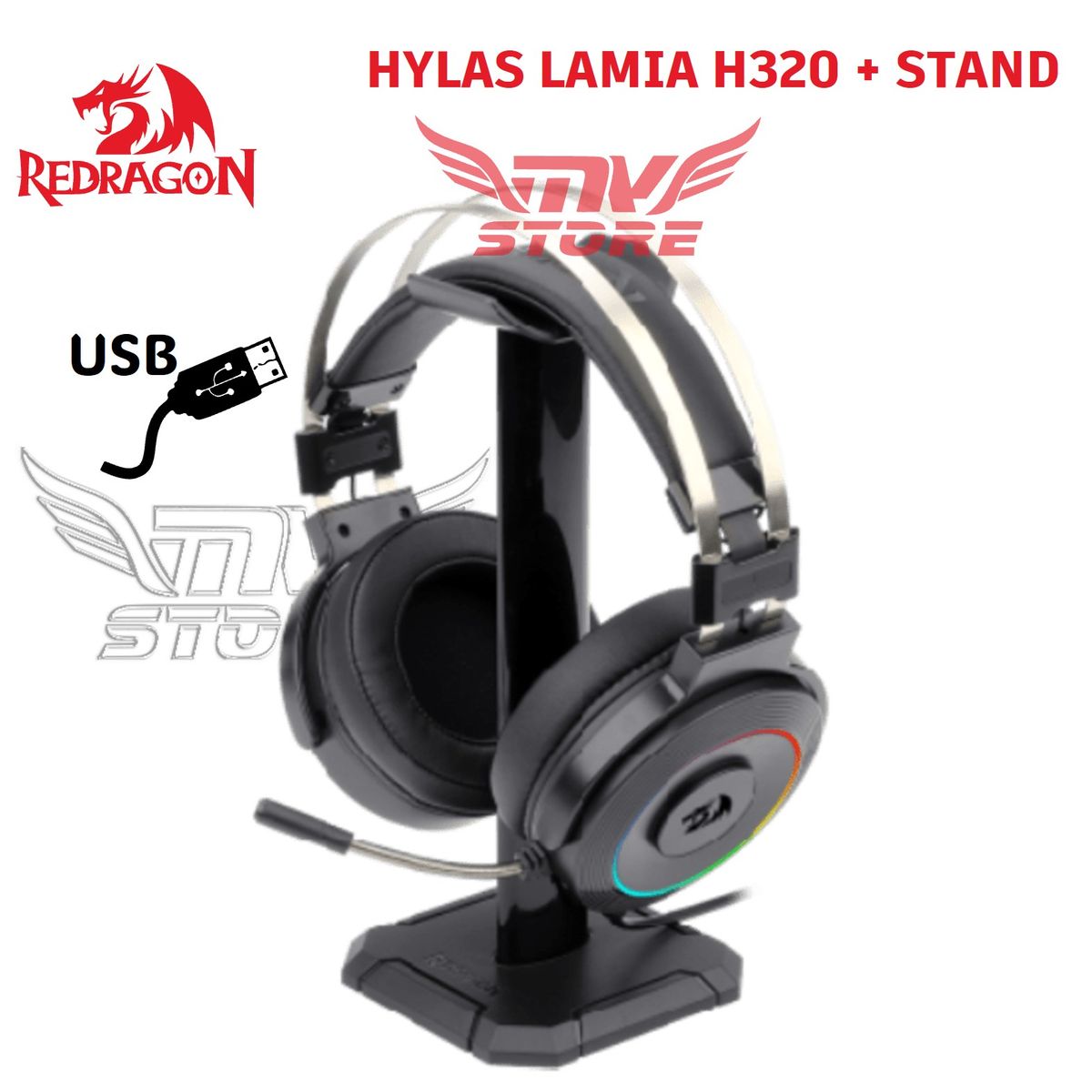 REDRAGON - Audífonos Redragon Lamia 2 H320 RGB Color Negro + Stand