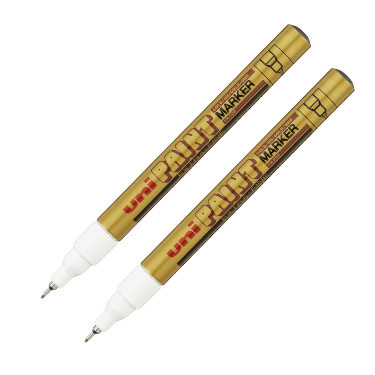 UNI BALL - UNI PX-203 Marcador de pintura permanente Dorado Pack x 2