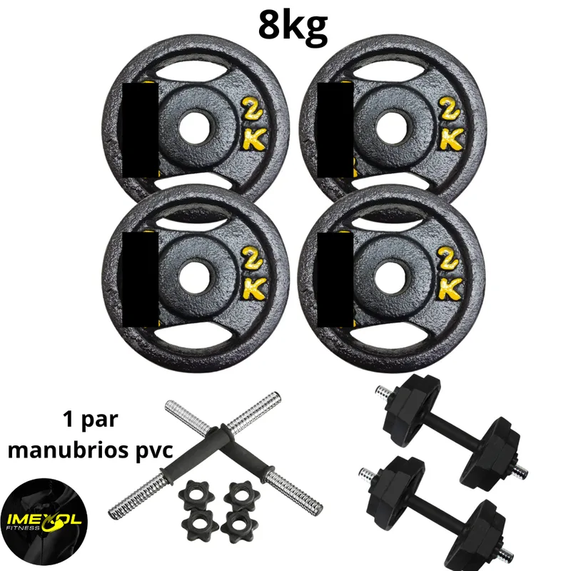 GENERICO - Disco Set Pesas  Manubrios Pvc Peso Real + 8kg fitness
