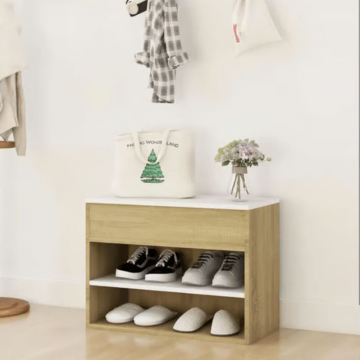 NACION MUEBLES - ZAPATERA BAUL BEIGE CLASICA