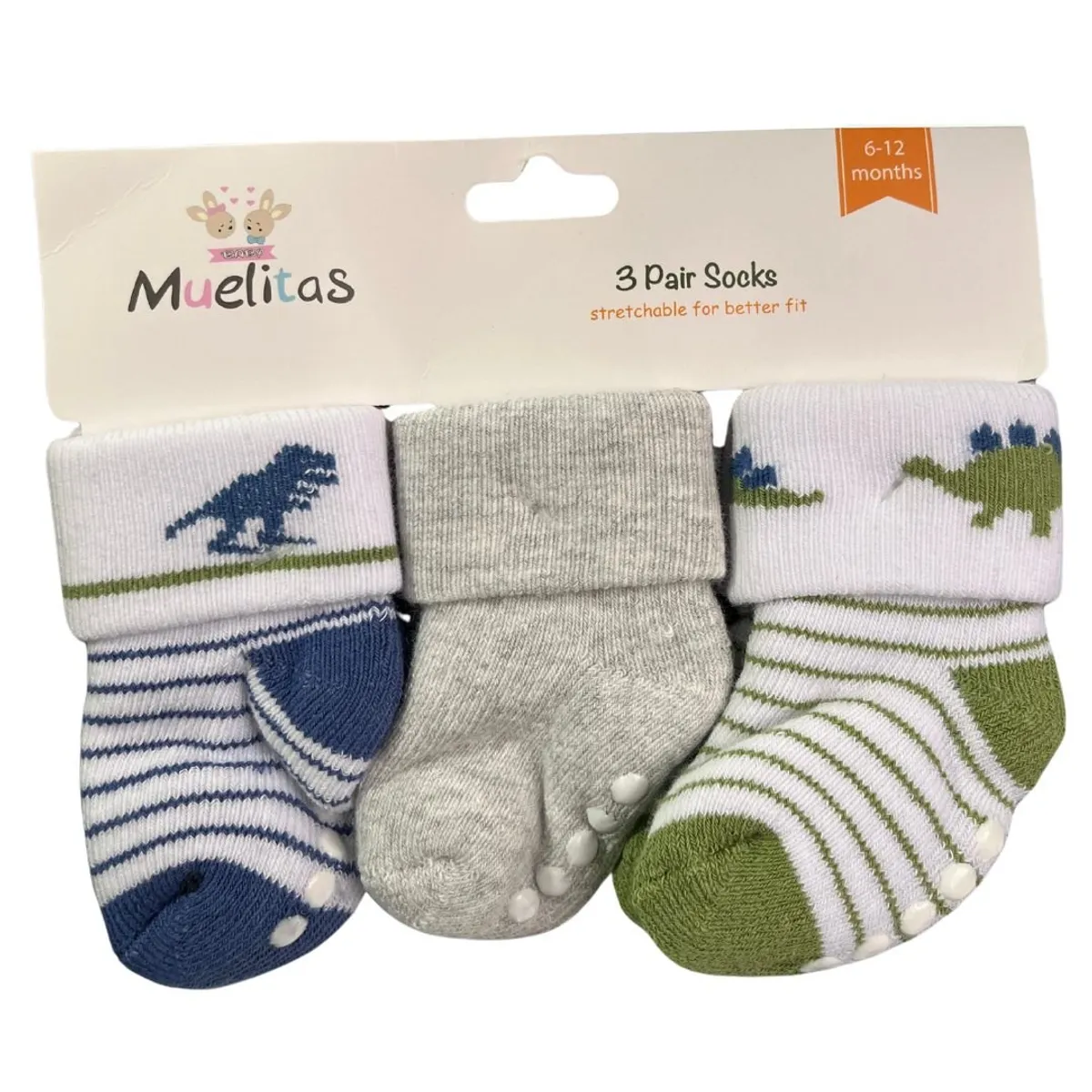 GENERICO - pack 3 Medias De Bebe Antideslizante Niños