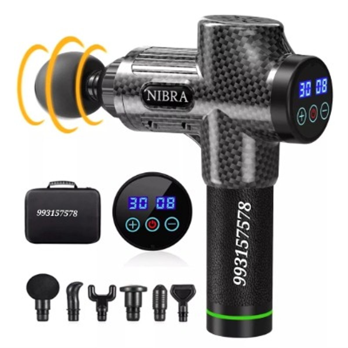 GENERICO - PISTOLA DE MASAJEADOR CORPORAL DE 30 VELOCIDADES CON PANTALLA LCD