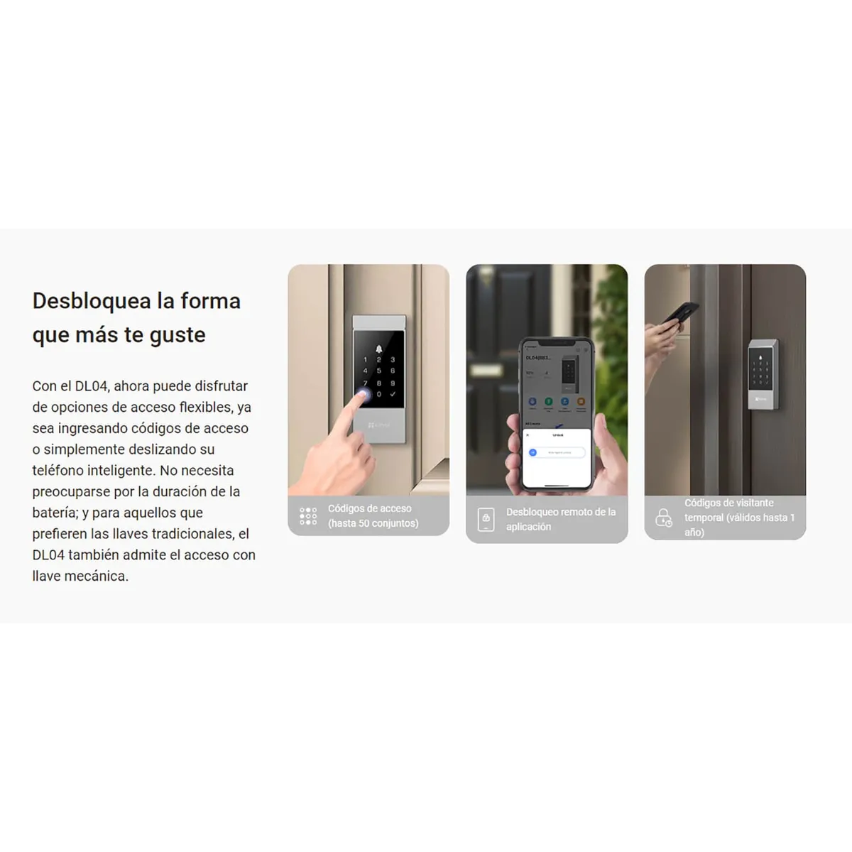 EZVIZ - Cerradura Inteligente Ezviz DL04  Desbloqueo Remoto con Bateria IP54